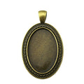 Beaded Oval Cabochon Pendant Settings in Two Antique Finishes view 3