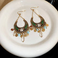 Multicolor Crescent Beaded Bohemian Statement Hook Earrings view 6