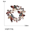 Round Crystal Leaf Wreath Brooch in Blue or Multicolor view 5