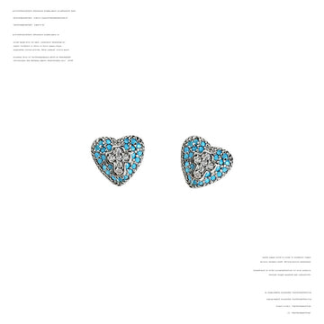 Silver Tone Aqua Clear Stone Heart Stud Earrings For Women