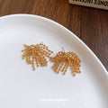 Gold Tone Layered Firework Fringe Statement Stud Earrings view 2