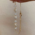 Clear Zircon Square Flower Link Bracelet 2 Metal Tones view 6