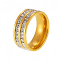 Single and Double Row Crystal Band Rings in Three Metal Finishes view 5