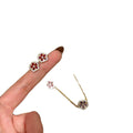 Red And White Flower Station Necklace With Gold Tone Chain view 5