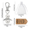 Pearl Bead Angel Keychain Silver Lobster Clasp Wings view 2