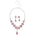 Silver Rhinestone Flower Teardrop Necklace Earring Sets view 5