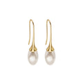 Gold and Silver Pearl Look Teardrop Long Hook Earrings view 5