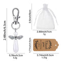 Pearl Angel Wings Keychain Silver Lobster Clasp Charm view 2