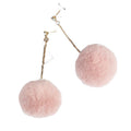 Gold Ball Chain Large Fuzzy Pom Pom Stud Earrings in Three Colors view 5