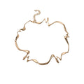 Sculptural Wavy Metal Collar Necklace in Two Colors view 5
