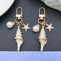 Gold Tone Conch Scallop Starfish and Pearl-Look Clasp Charms for Accessory Making view 3