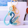 Gradient Crystal Swan Keychains in Blue Fuchsia and Purple with Braided Loops view 11