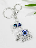 Evil Eye Elephant Heart Butterfly Charm Keychain with Blue Beads view 6