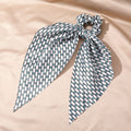 Printed Satin Evil Eye Scarf Scrunchie Hair Ties with Long Tails view 7