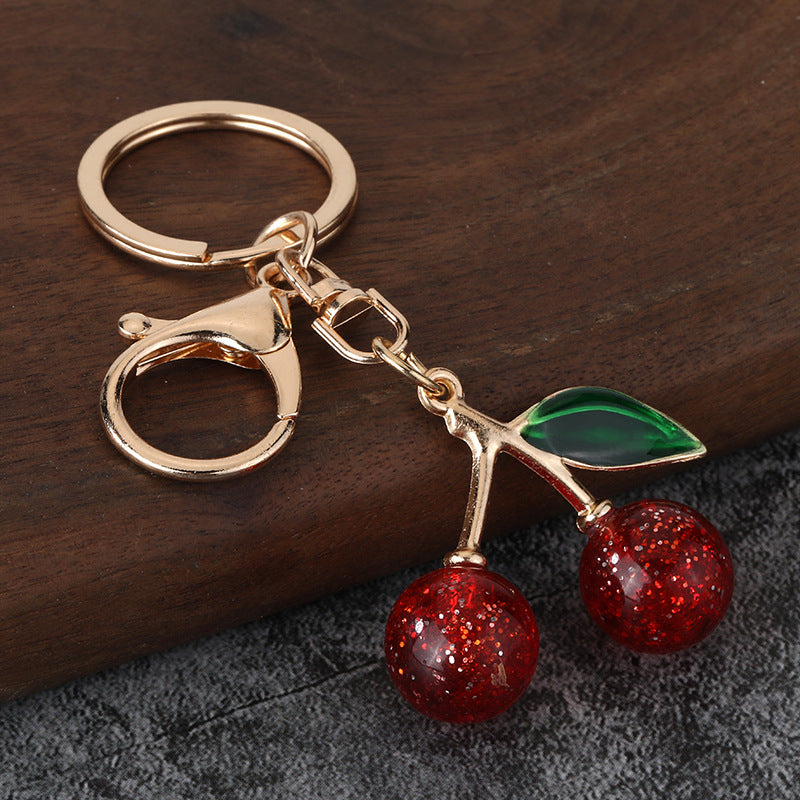 Simple Cherry Metal Keychain Fashion Bag Charm for Daily Accessories