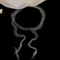 Mesh Chain Tassel Necklaces in Gold and Silver Tones view 7