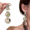 Mixed Disc Statement Drop Earrings in Neutral Tones view 5