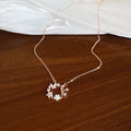Crystal Flower Pendant Necklace in Rose Gold and Silver view 6