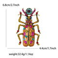 Enamel Rhinestone Beetle Brooch Gold Tone Four Color Pin view 8