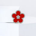 Enamel Rhinestone Five Petal Flower Brooch Metal Pin view 4