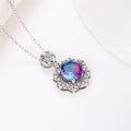 Silver Tone Round Gradient Crystal Floral Pendant Necklaces view 7