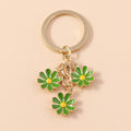 Enamel Daisy Flower Keychain with Three Charms on Split Key Ring view 9