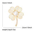 Hollow Four Leaf Clover Brooch with Pearl Gold Silver view 4