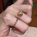 Gold Multicolor Baguette Firework Flower Open Ring view 2