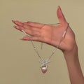Silver Tone Pink Strawberry And Pearl Pendant Necklace view 6