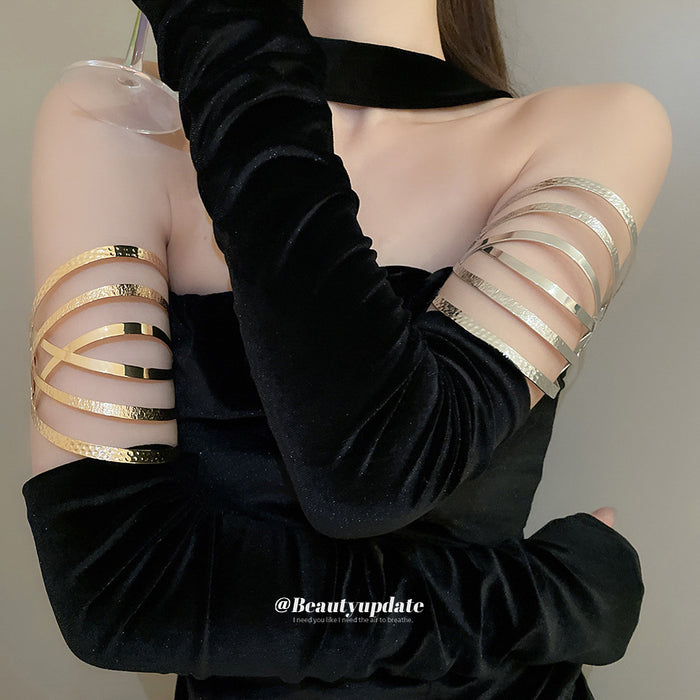 Multi Loop Geometric Upper Arm Cuff In Gold Or Silver Tone