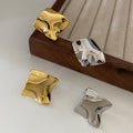 Sculpted Wavy Square Stud Earrings In Gold And Silver Tone view 4