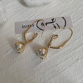 Gold Hook Pearl Cage Drop Earrings Polished Metal Jewelry view 3