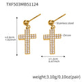 Gold Stainless Steel Zircon Cross Necklace Bracelet Ring Earrings view 9