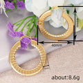 Gold Tone Flat Wide Ribbed Stripe Hoop Earrings Pair view 4