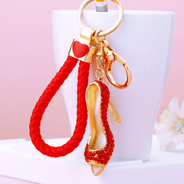 Jeweled Peep Toe High Heel Keychains in Five Colors with Braided Loop Options