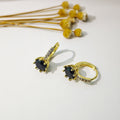 Round Stone Crystal Paved Huggie Hoop Earrings Four Styles view 6