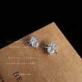 Silver Pave Crystal Spider Stud Earrings Clear Stones view 1