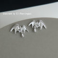 Silver Wing Star Stud Earrings Crystal Teardrop Charm view 6