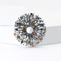 Radiating Open Ring Brooch With Random Mixed Color Rhinestones view 3
