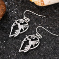 Antique Silver Tone Hummingbird and Leaf Hook Earrings view 4