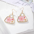 Pink Dried Flower Gold Frame Drop Earrings 10 Styles view 5