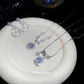 Silver Crystal Halo Necklaces And Open Circle Drop Earrings view 1