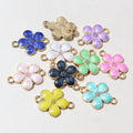Colorful Enamel Flower Connector Charms in Eleven Options view 11