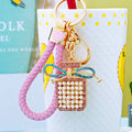 Pearl Bow Perfume Bottle Keychains with Braided Loops and Loop Only Options view 2
