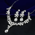 Red Black Red Crystal Floral Teardrop Crystal Three Designs Metal Necklace and Earring Set view 4