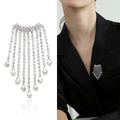 Rhinestone Fringe Chain Brooch Teardrop Crystal Pin view 2