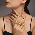 Gold Tone S Curve Spiral Wrap Open Band Ring Stainless Steel view 3