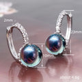 White Metal Iridescent Pearl Leverback Earrings Clear Pave view 4