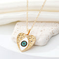 Gold Tone Hamsa and Heart Evil Eye Pendant Necklaces in Three Designs view 3