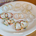 Colorful Beaded Hoop Earrings in Nine Geometric and Pearl Styles view 2